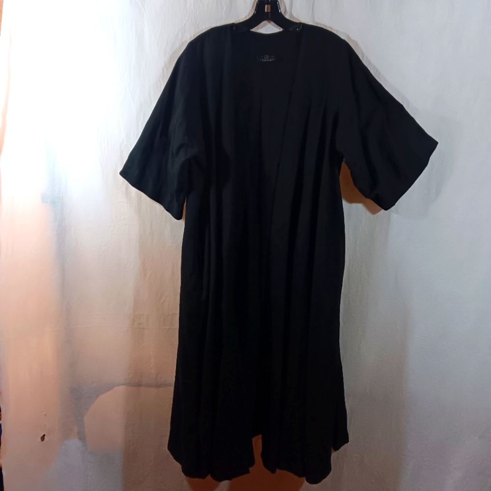 Turn Black Womens XL XXL Long Black Duster Kimono Cardigan Lagenlook